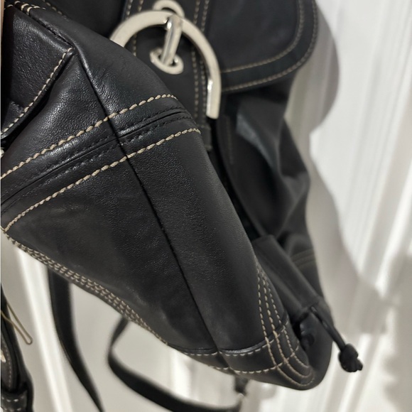 Coach Soho Buckle Mini Backpack Bag Stitching Leather Black Y2K 3559 - Picture 5 of 11